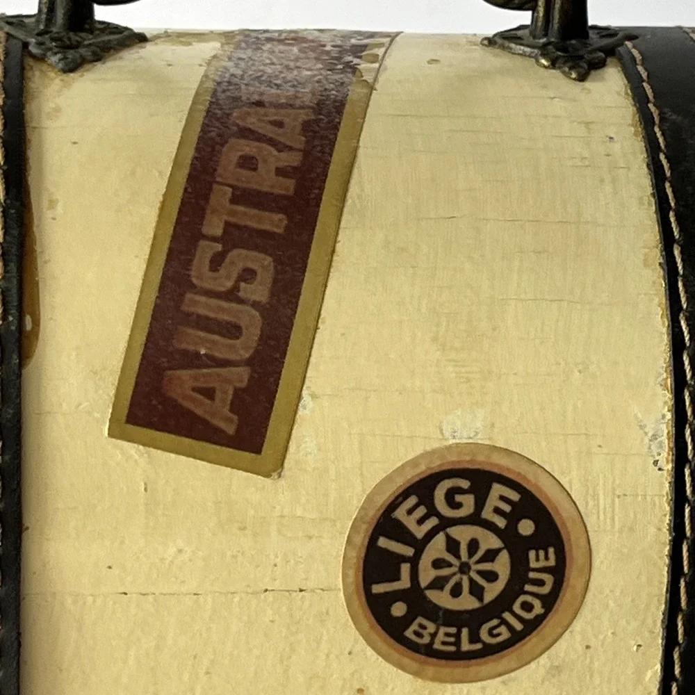 Wooden Wine Bottle Gift Box, Leather Accents Luggage Theme, Metal Clasp & Handle